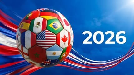 FIFA World Cup 2026 soccer ball with flags